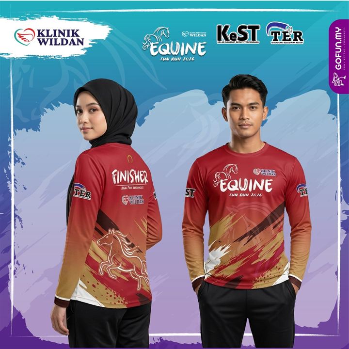 Baju lengan panjang merah, depan dan belakang