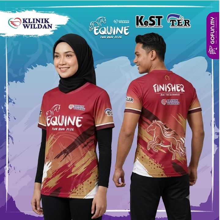 Baju lengan pendek merah, depan dan belakang